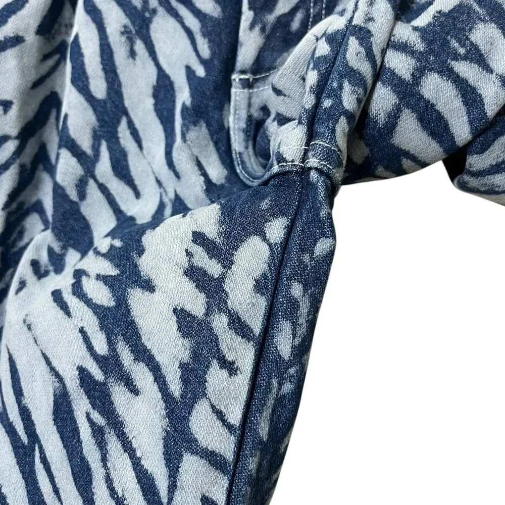 Big Bud Press Mid Rise Trousers‎ Women's XXS Blue Tiger Print Cotton Streetwear